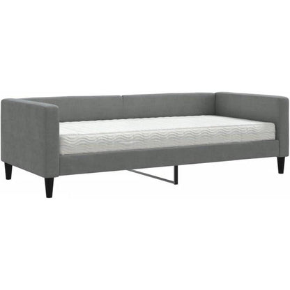 Schlafsofa 2-Sitzer Dunkelgrau 90x200 cm mit Matratze & Stauraum