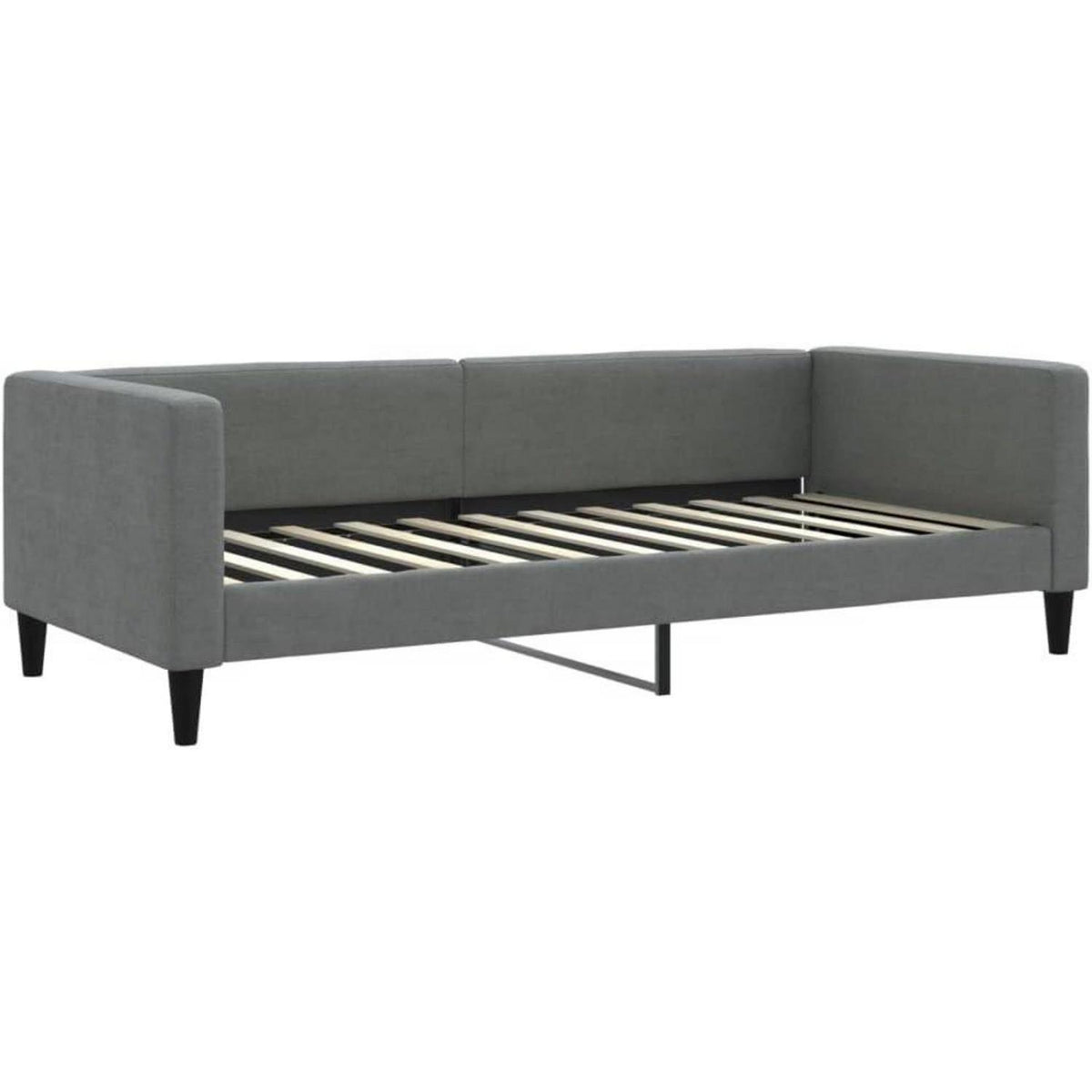 Schlafsofa 2-Sitzer Dunkelgrau 90x200 cm mit Matratze & Stauraum