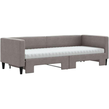 Tagesbett ausziehbar mit Matratze & Bettkasten – Taupe 80x200 cm