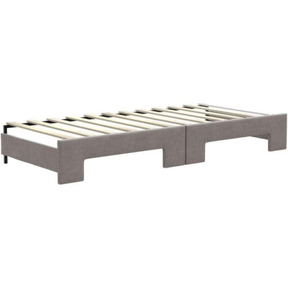 Tagesbett ausziehbar mit Matratze & Bettkasten – Taupe 80x200 cm