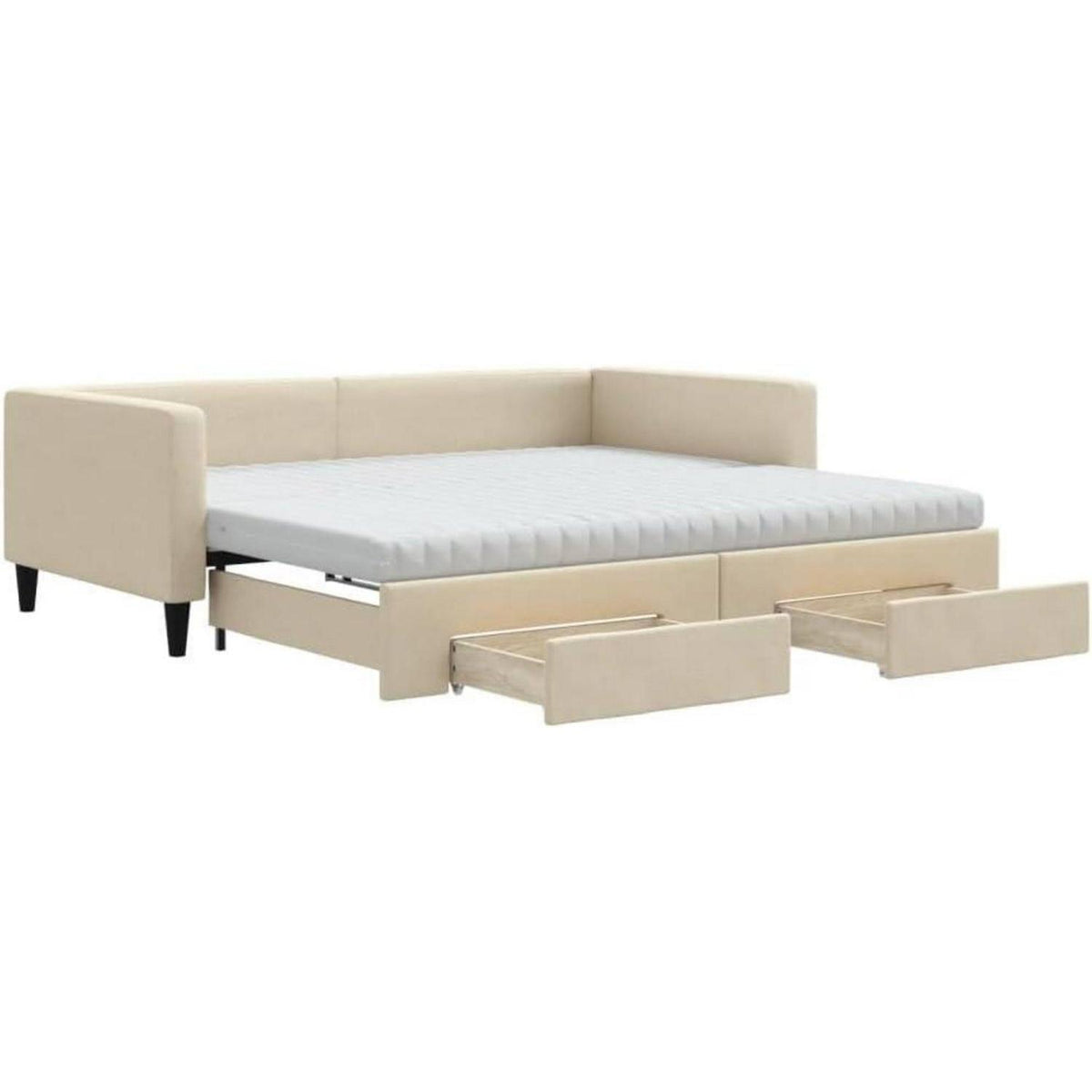 Ausziehbett 2-Sitzer mit Schubladen & Matratze 100x200 cm
