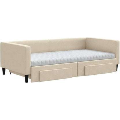 Ausziehbett 2-Sitzer mit Schubladen & Matratze 100x200 cm