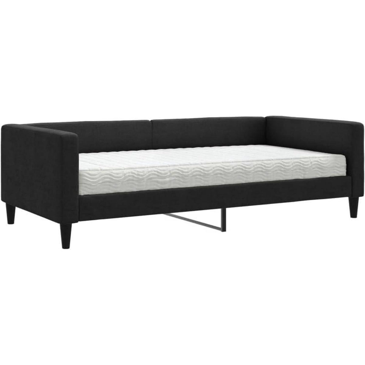Schlafsofa 2-Sitzer mit Matratze & Stauraum – Schwarz 100x200 cm