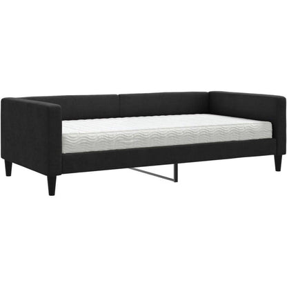 Schlafsofa 2-Sitzer mit Matratze & Stauraum – Schwarz 100x200 cm