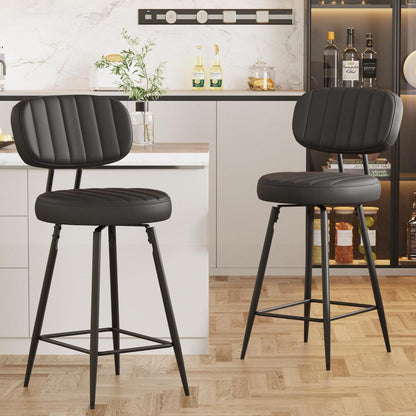 Barhocker 2er Set PU-Leder, 66cm, Schwarz – Drehbar & Komfortabel