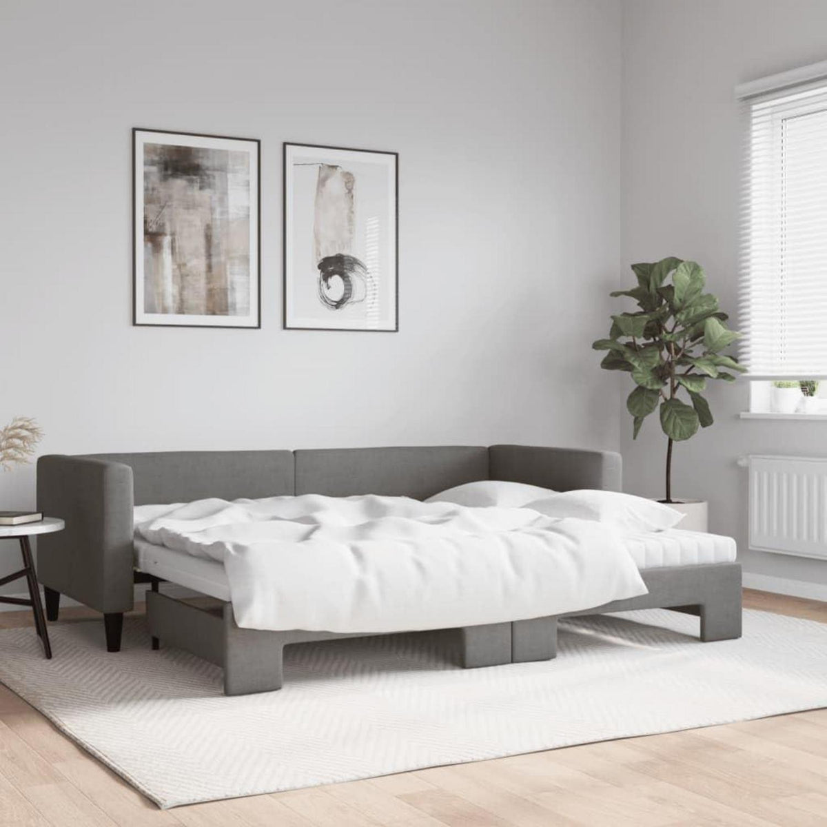 2-Sitzer Schlafsofa mit Bettkasten & Matratze, Dunkelgrau