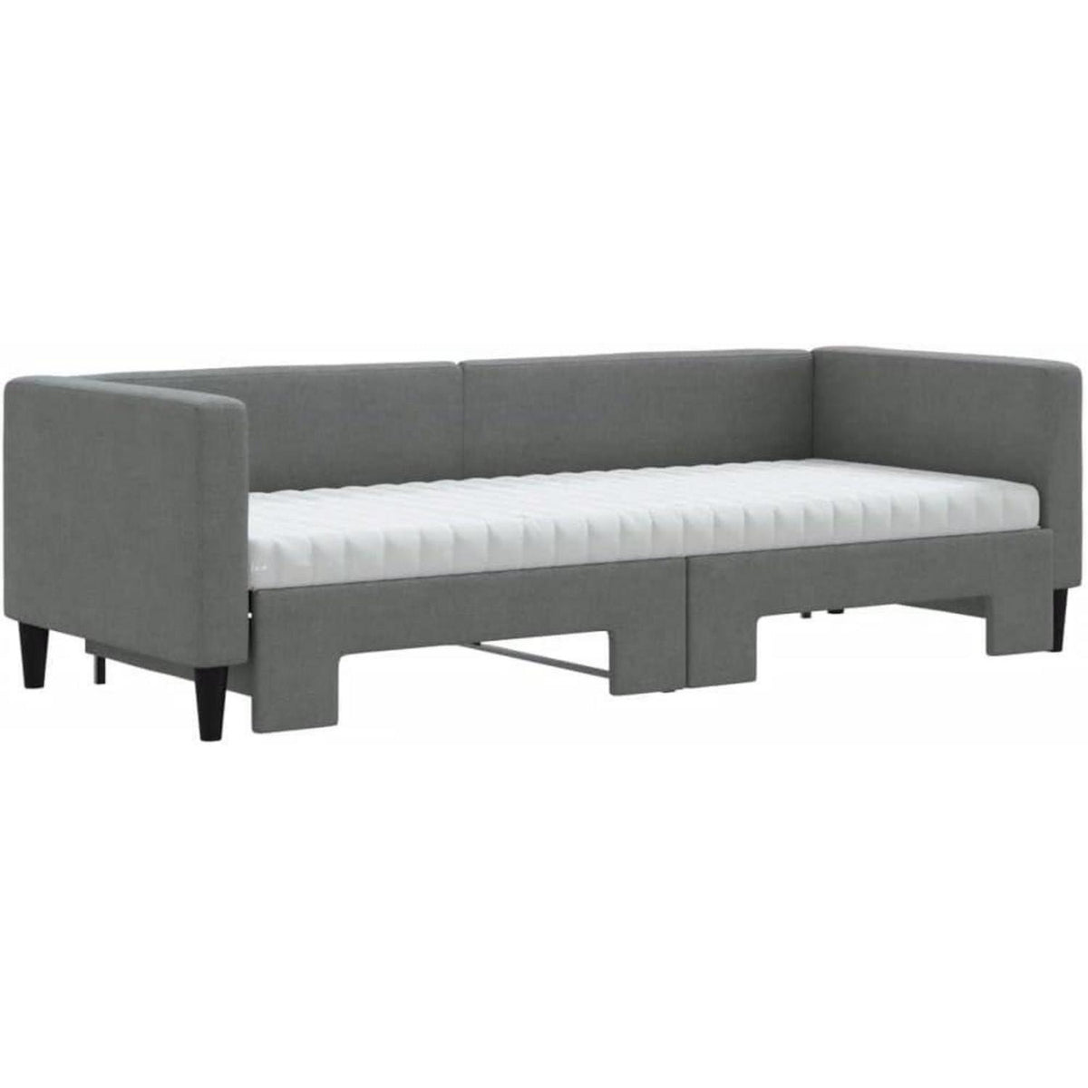 2-Sitzer Schlafsofa mit Bettkasten & Matratze, Dunkelgrau