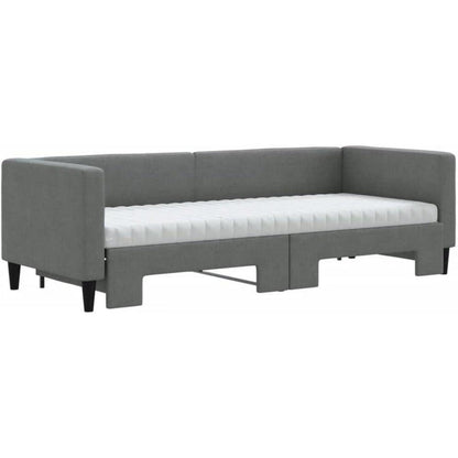 2-Sitzer Schlafsofa mit Bettkasten & Matratze, Dunkelgrau
