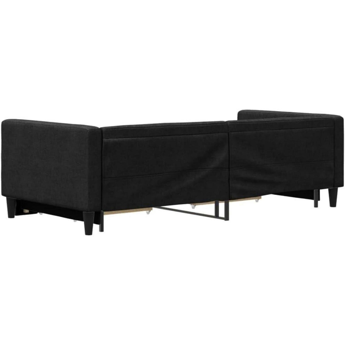 Schlafsofa 2-Sitzer Schwarz – Ausziehbett mit Bettkasten & Schublade