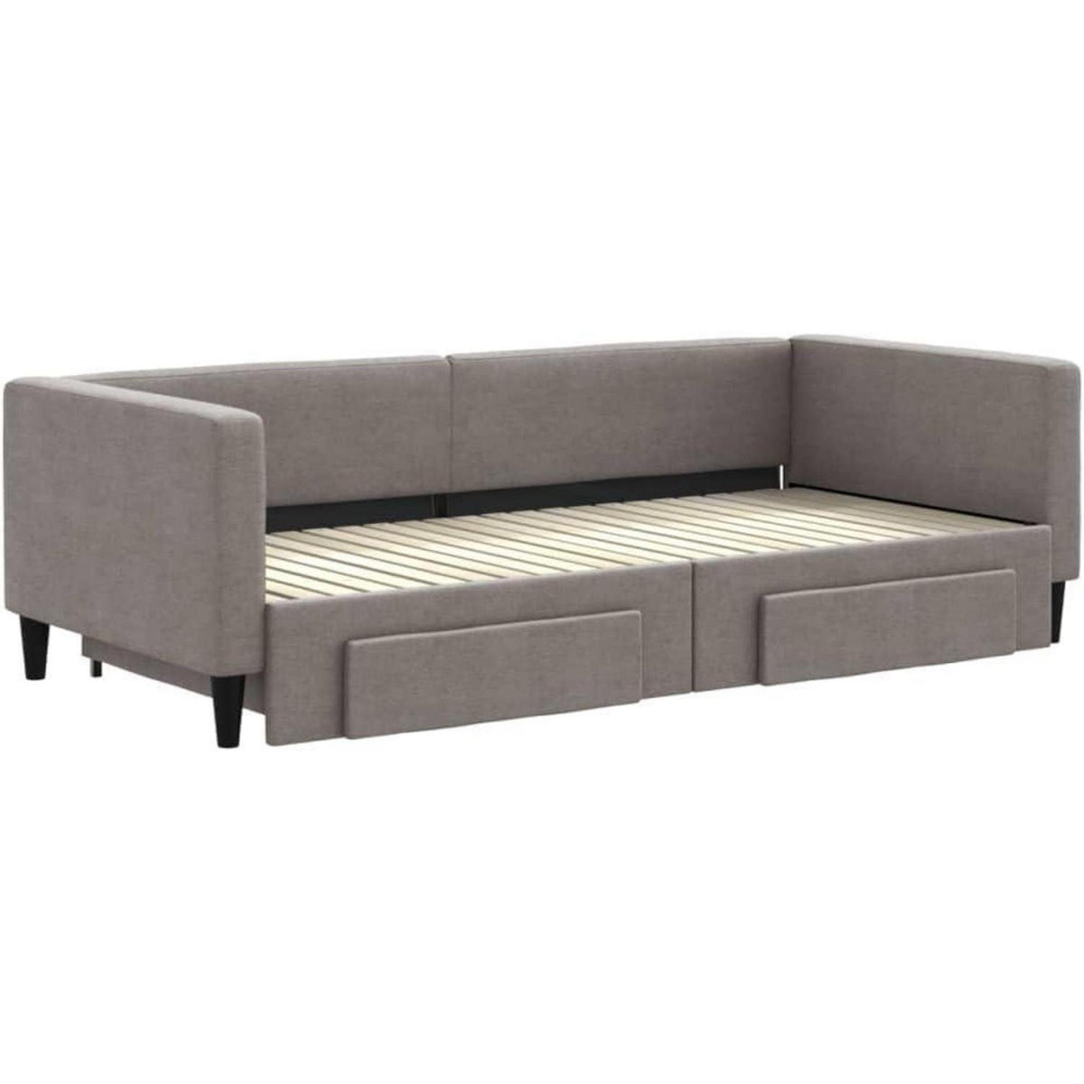 Tagesbett ausziehbar mit Schubladen – Schlafsofa 90x200 cm Taupe