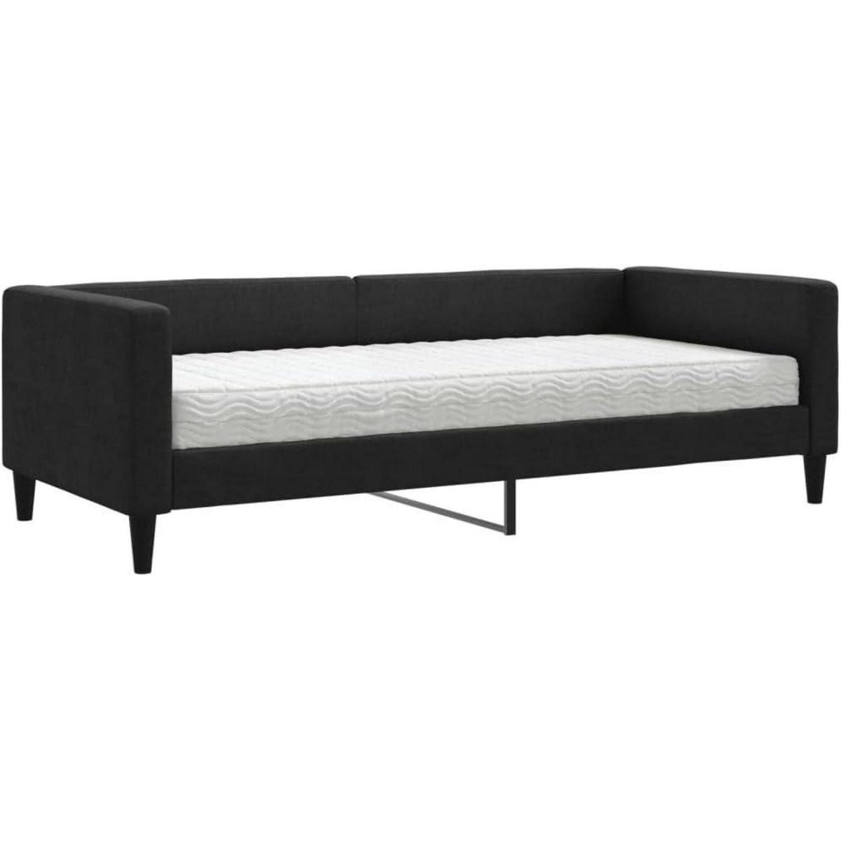 Schlafsofa 2-Sitzer mit Matratze – Schwarz 90x190 cm