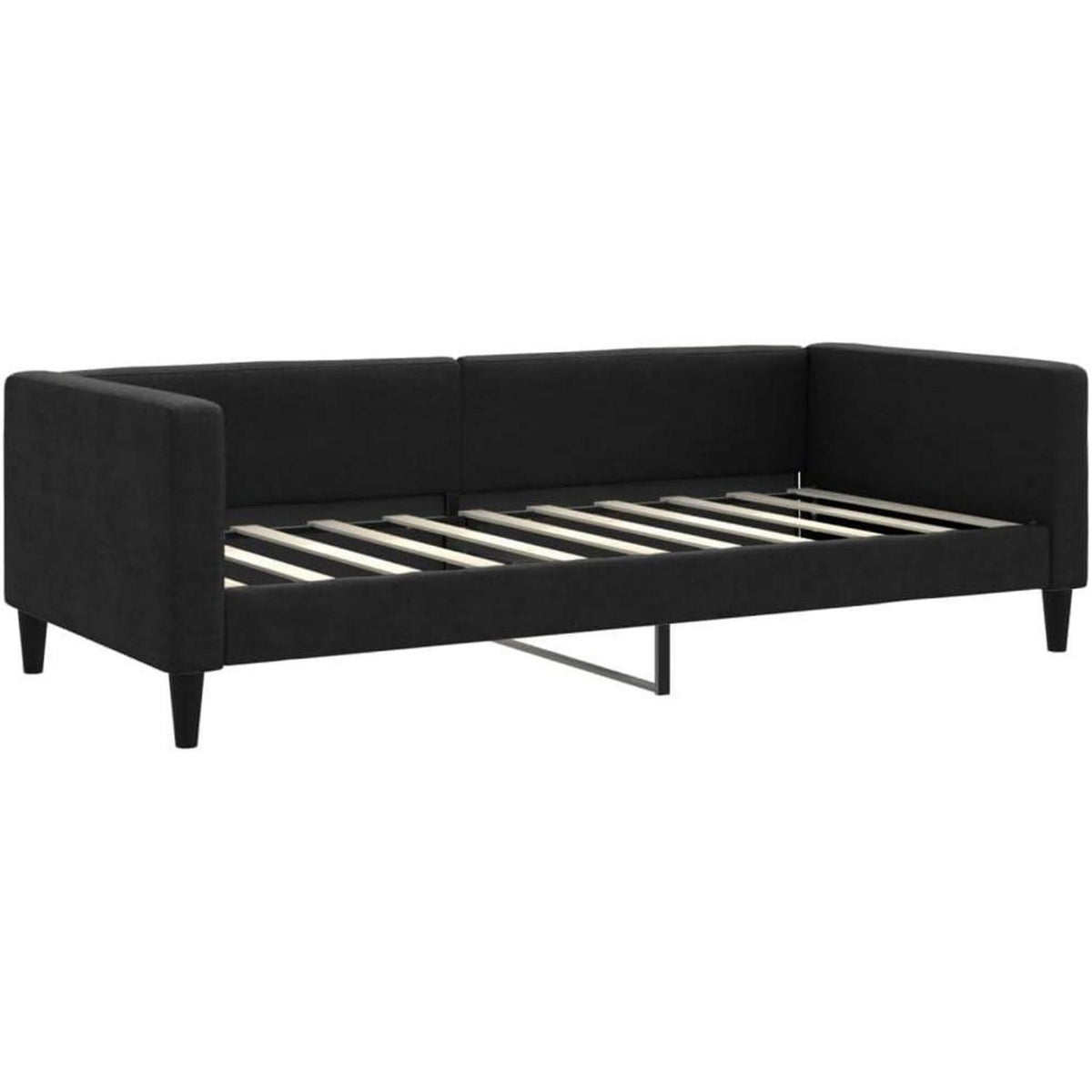 Schlafsofa 2-Sitzer mit Matratze – Schwarz 90x190 cm