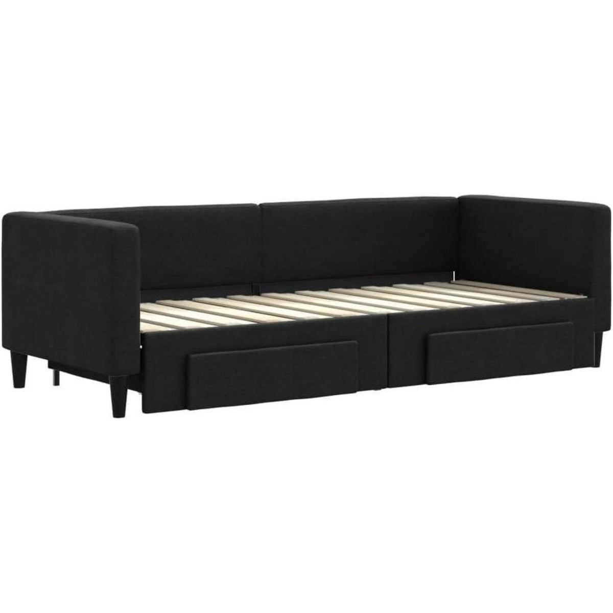 Tagesbett ausziehbar mit Schubladen – 80x200 cm Schlafsofa Schwarz
