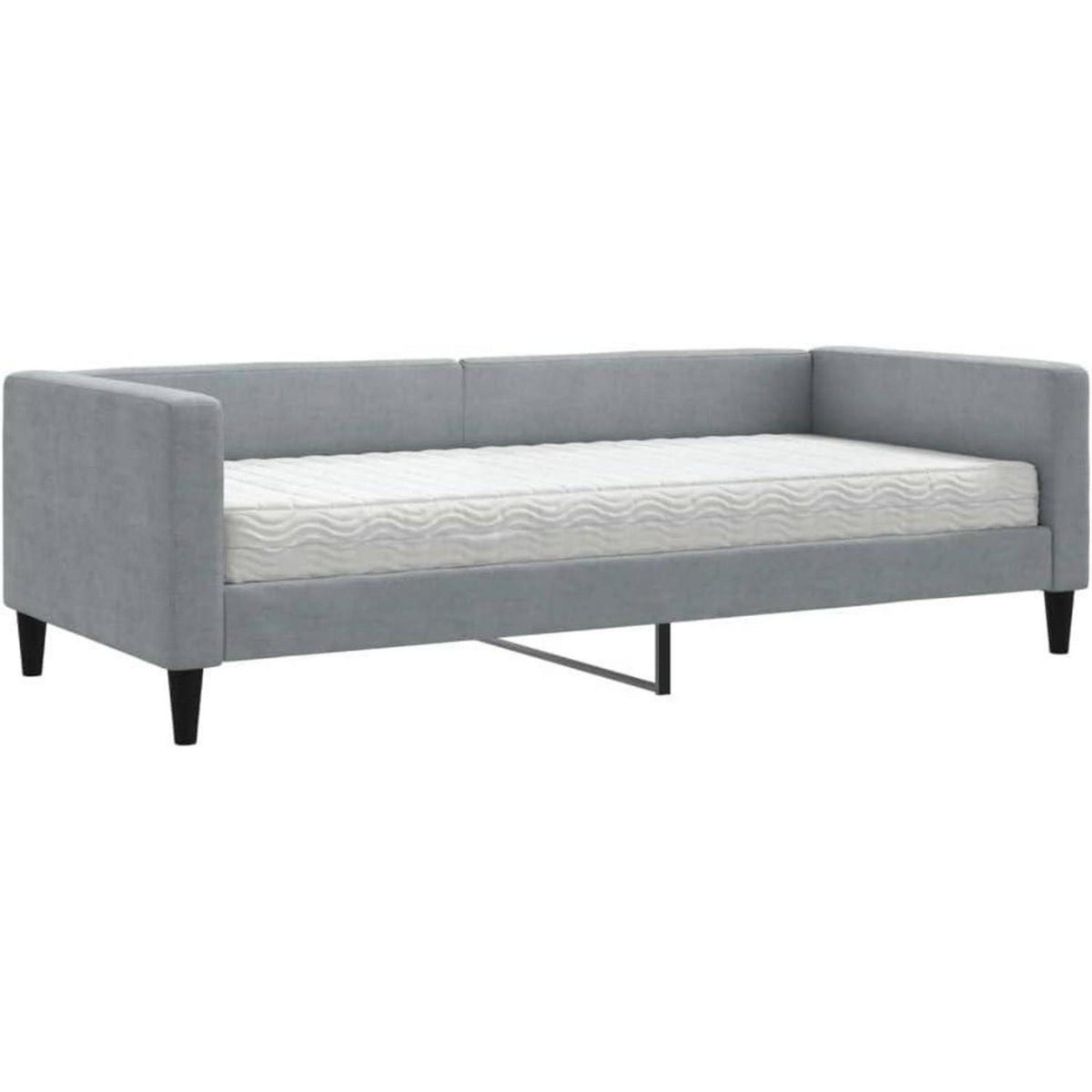 Schlafsofa 2-Sitzer mit Matratze – Hellgrau 90x200 cm