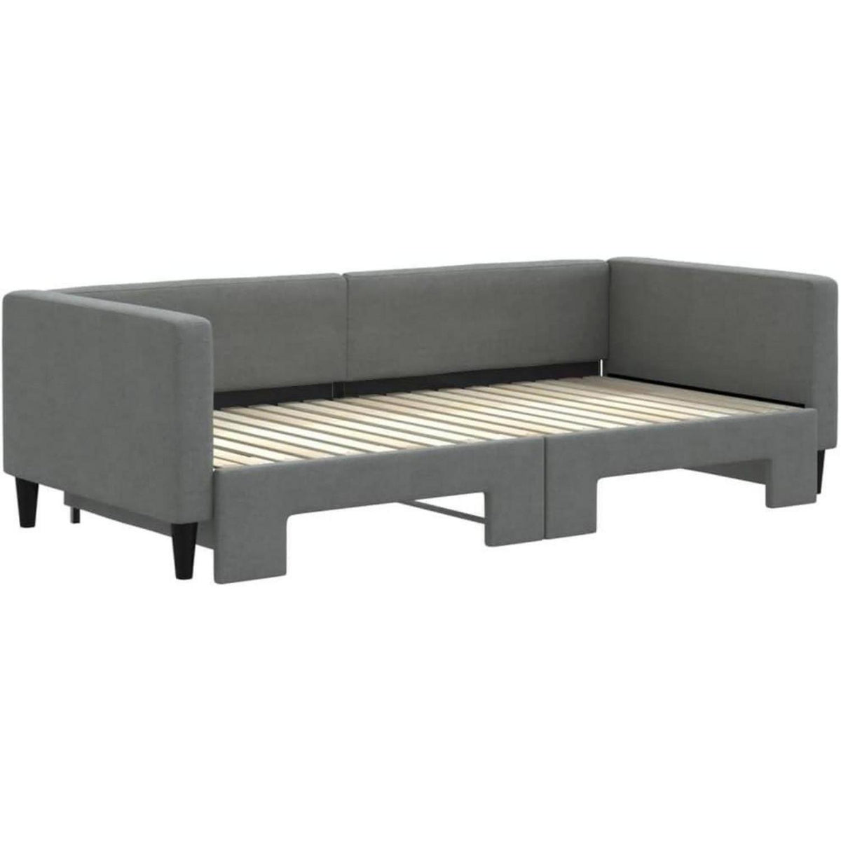Tagesbett ausziehbar Schlafsofa 2-Sitzer mit Bettkasten Dunkelgrau