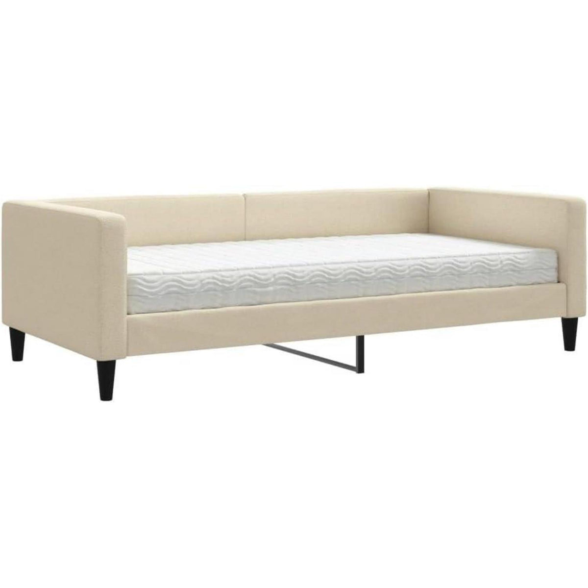 Tagesbett mit Matratze & Stauraum – Schlafsofa 2-Sitzer Creme