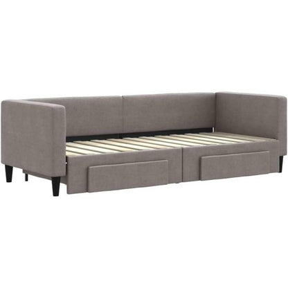 2-Sitzer Schlafsofa mit Bettkasten & Schublade Taupe 80x200 cm