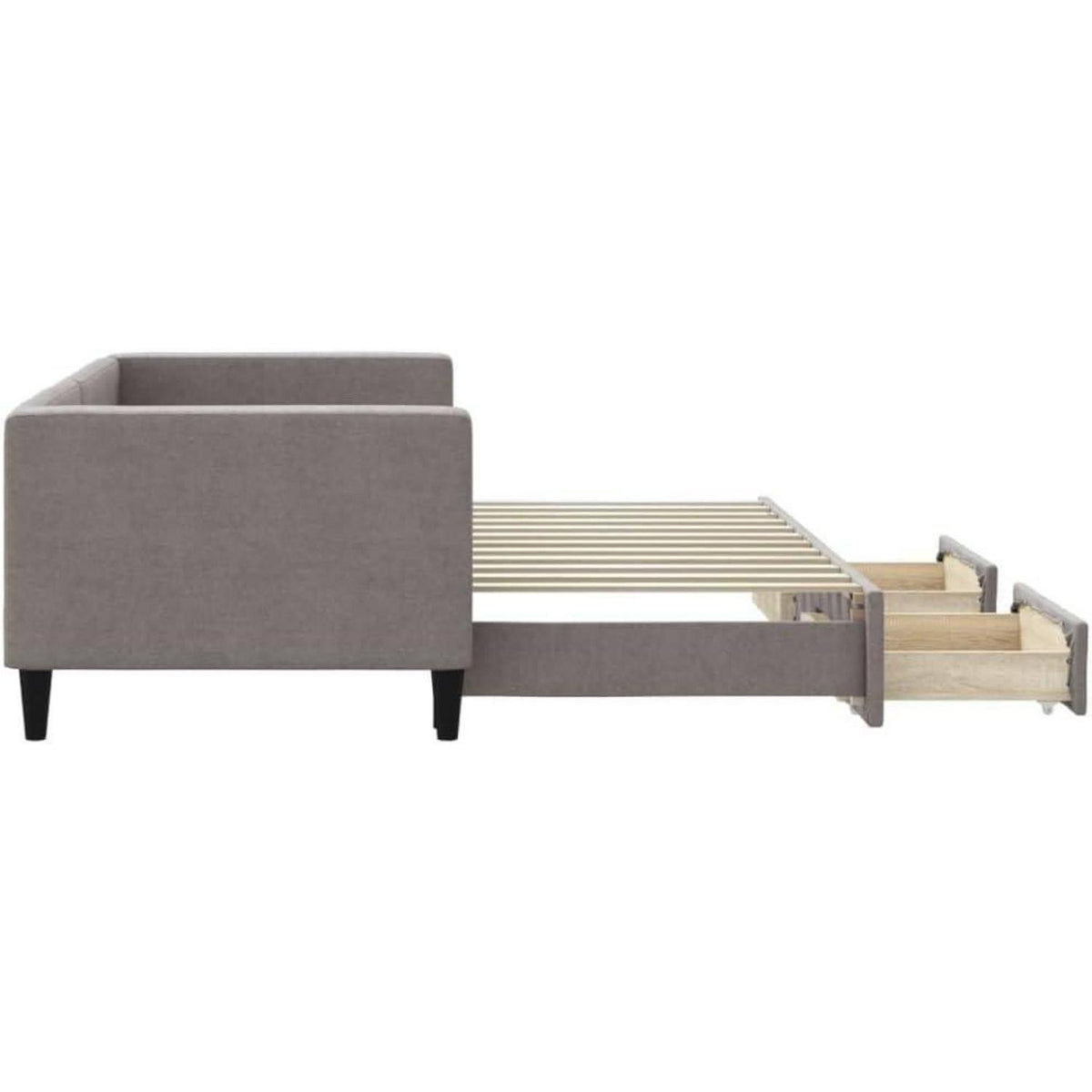 2-Sitzer Schlafsofa mit Bettkasten & Schublade Taupe 80x200 cm