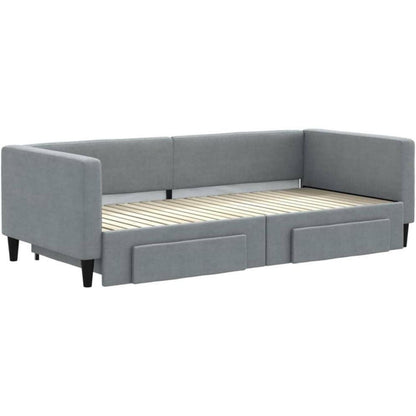 2-Sitzer Schlafsofa mit Bettkasten & Schublade, Hellgrau 90x200 cm
