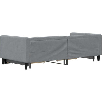 2-Sitzer Schlafsofa mit Bettkasten & Schublade, Hellgrau 90x200 cm