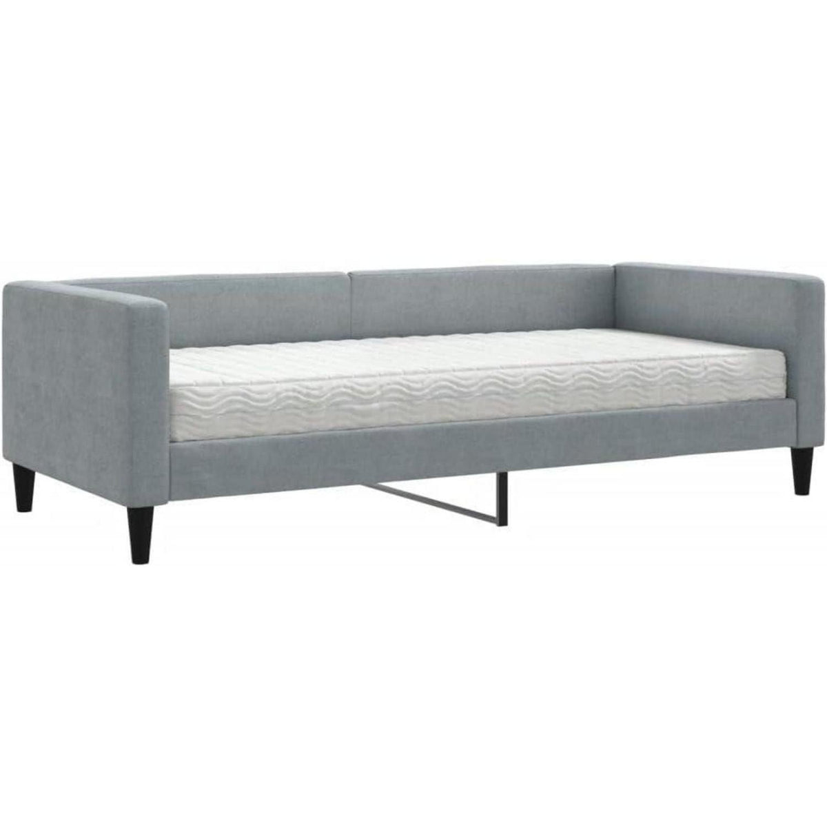 Schlafsofa 2-Sitzer mit Matratze – Hellgrau 90x190 cm
