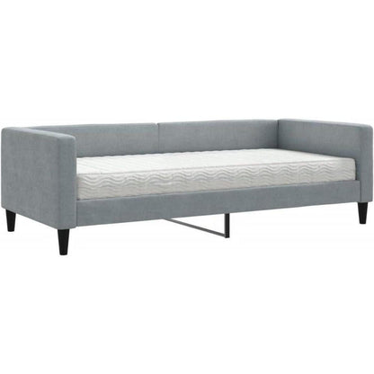 Schlafsofa 2-Sitzer mit Matratze – Hellgrau 90x190 cm