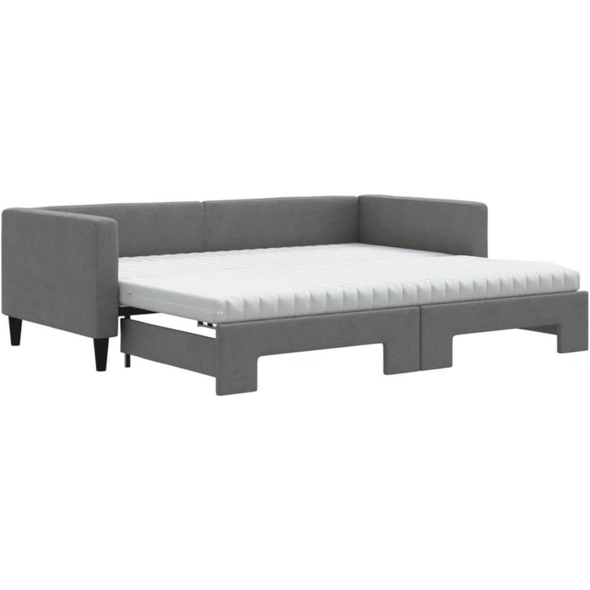 Tagesbett ausziehbar mit Matratze & Bettkasten – Dunkelgrau 90x200 cm