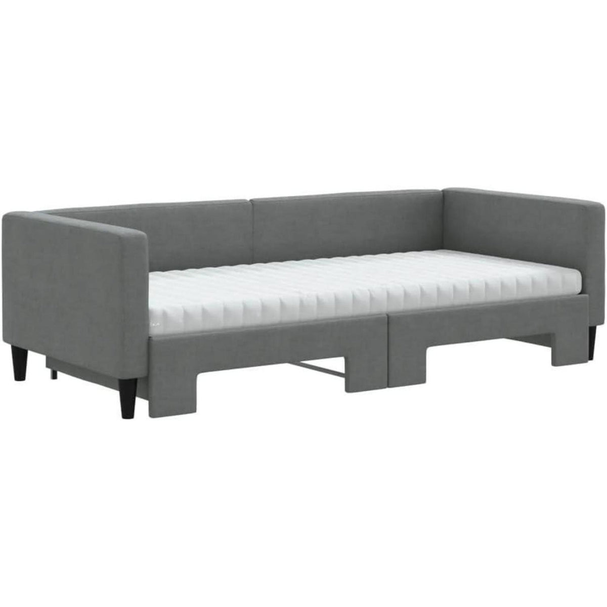 Tagesbett ausziehbar mit Matratze & Bettkasten – Dunkelgrau 90x200 cm