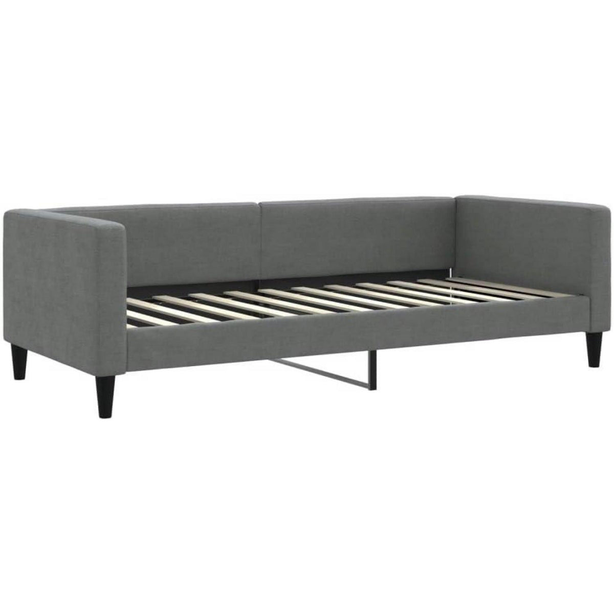 Tagesbett ausziehbar mit Matratze & Bettkasten – Dunkelgrau 90x200 cm