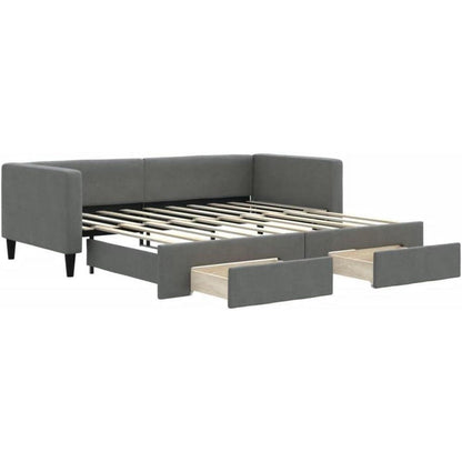 Tagesbett ausziehbar mit Schubladen – Schlafsofa 90x190 cm Dunkelgrau