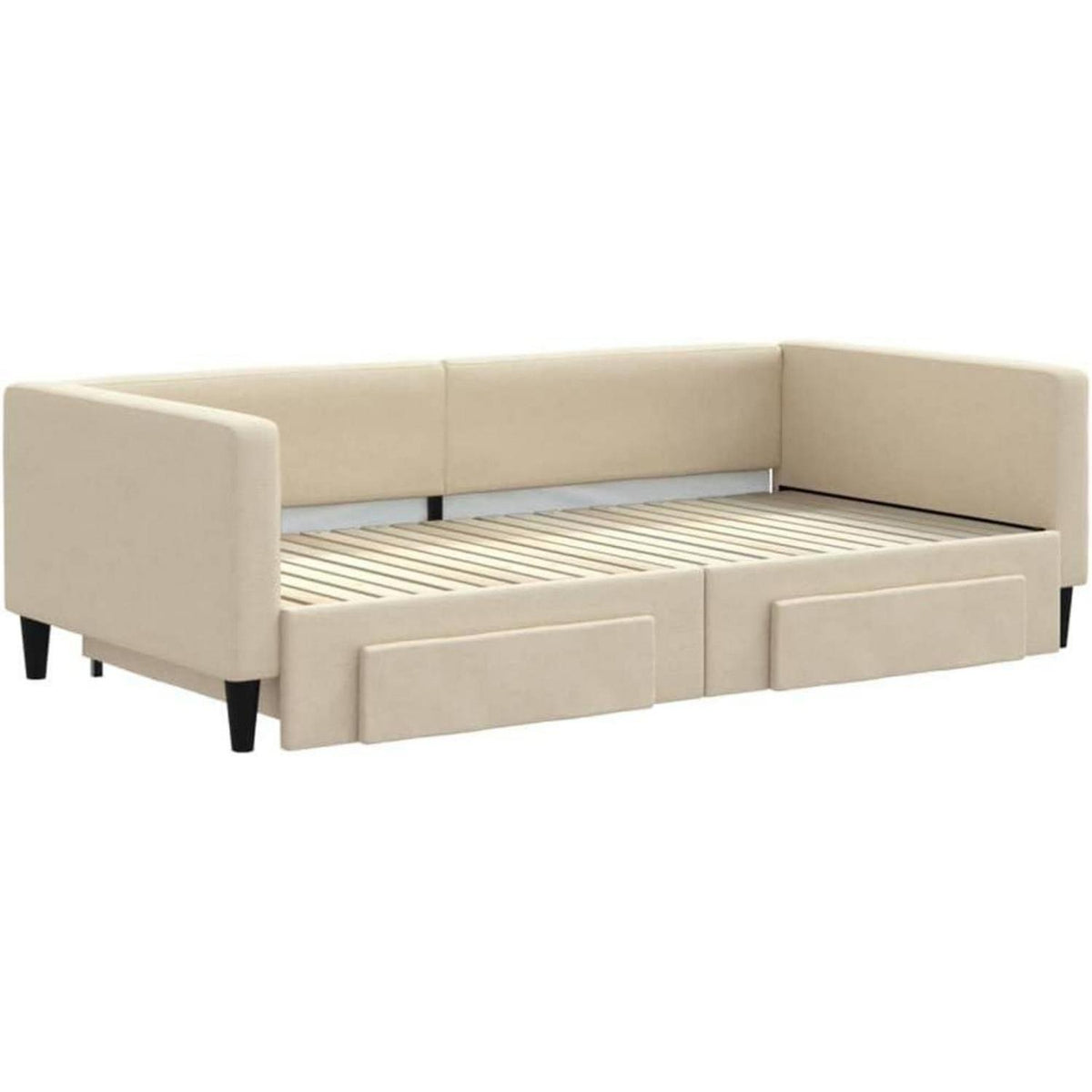 2-Sitzer Schlafsofa mit Bettkasten & Schublade, Creme