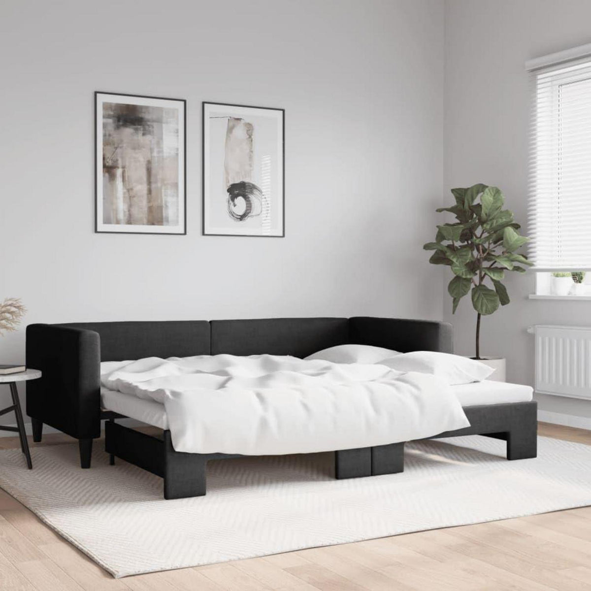 2-Sitzer Schlafsofa mit Bettkasten, 90x200 cm, Schwarz