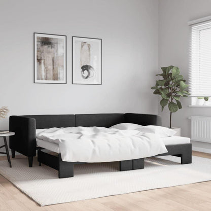 2-Sitzer Schlafsofa mit Bettkasten, 90x200 cm, Schwarz