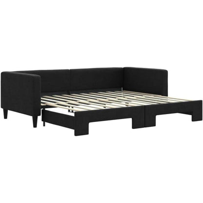 2-Sitzer Schlafsofa mit Bettkasten, 90x200 cm, Schwarz