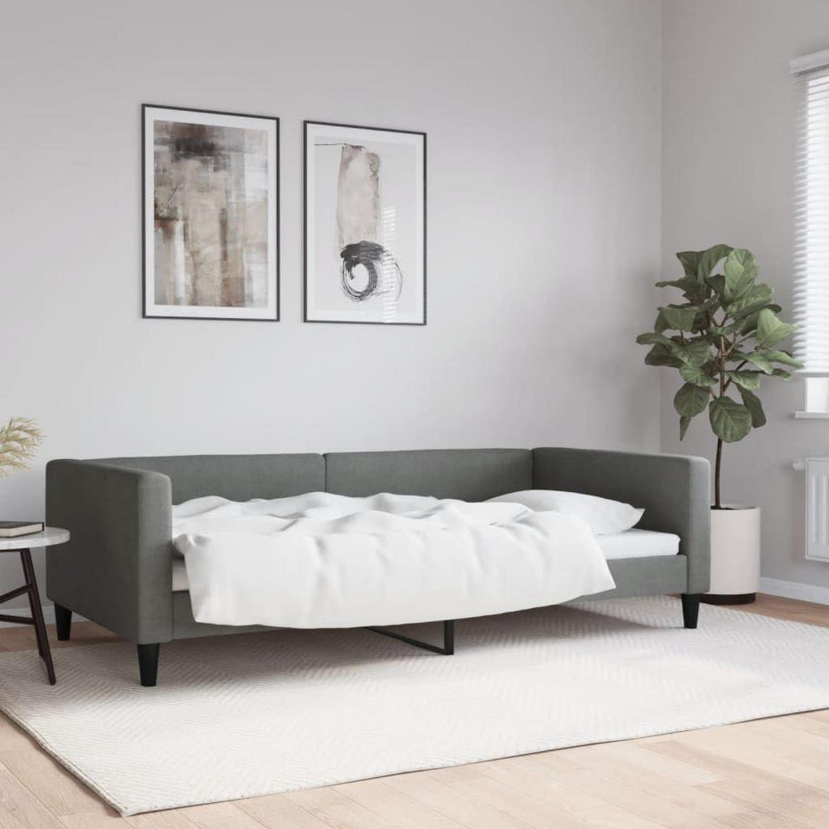 2-Sitzer Schlafsofa Dunkelgrau 100x200 cm mit Stauraum