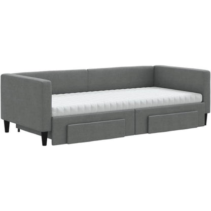 Tagesbett ausziehbar mit Schubladen & Schlaffunktion – Dunkelgrau 90x190 cm