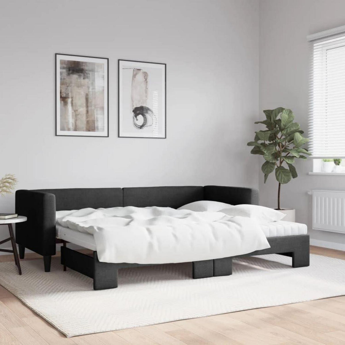 2-Sitzer Schlafsofa mit Bettkasten & Matratze Schwarz 80x200 cm