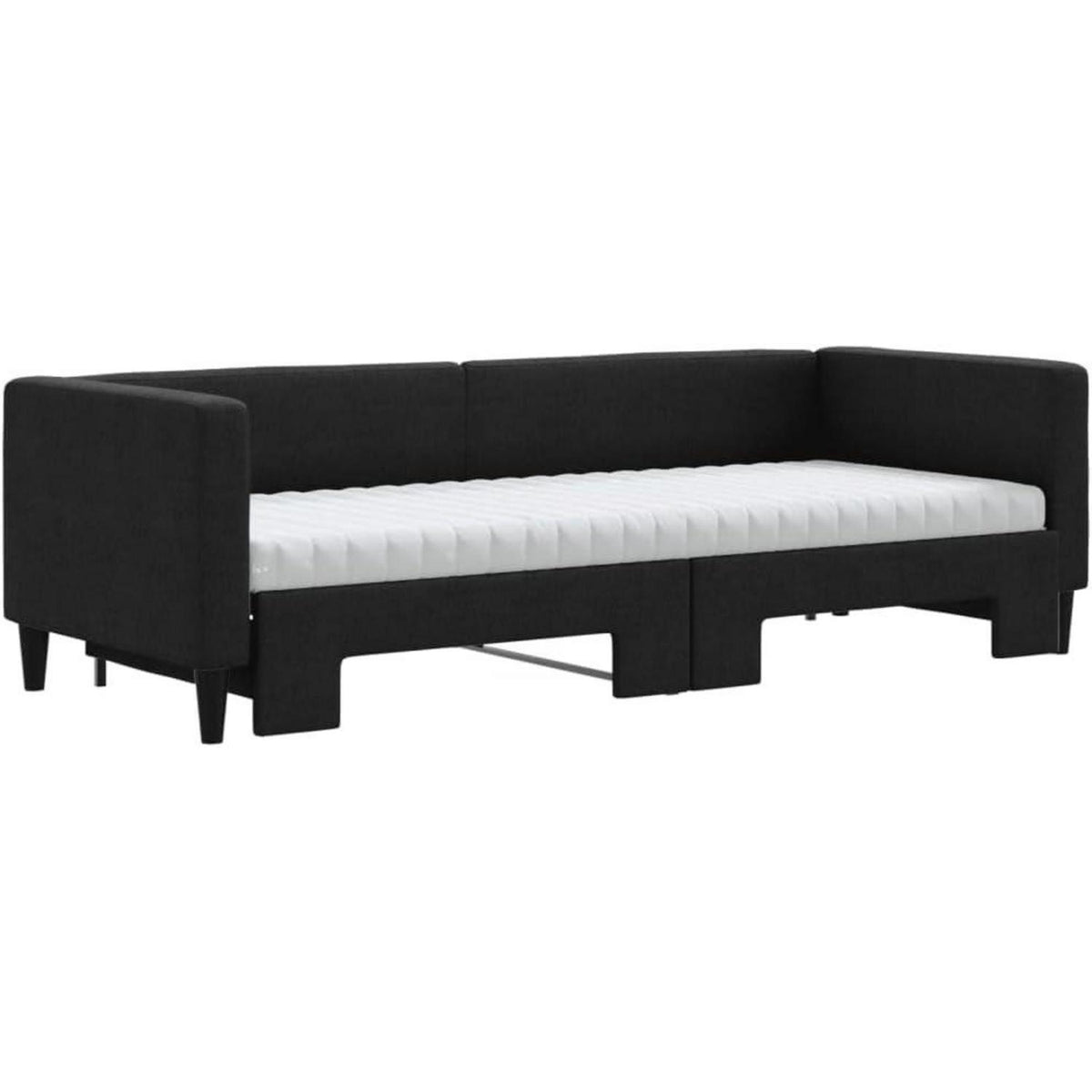 2-Sitzer Schlafsofa mit Bettkasten & Matratze Schwarz 80x200 cm