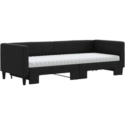 2-Sitzer Schlafsofa mit Bettkasten & Matratze Schwarz 80x200 cm