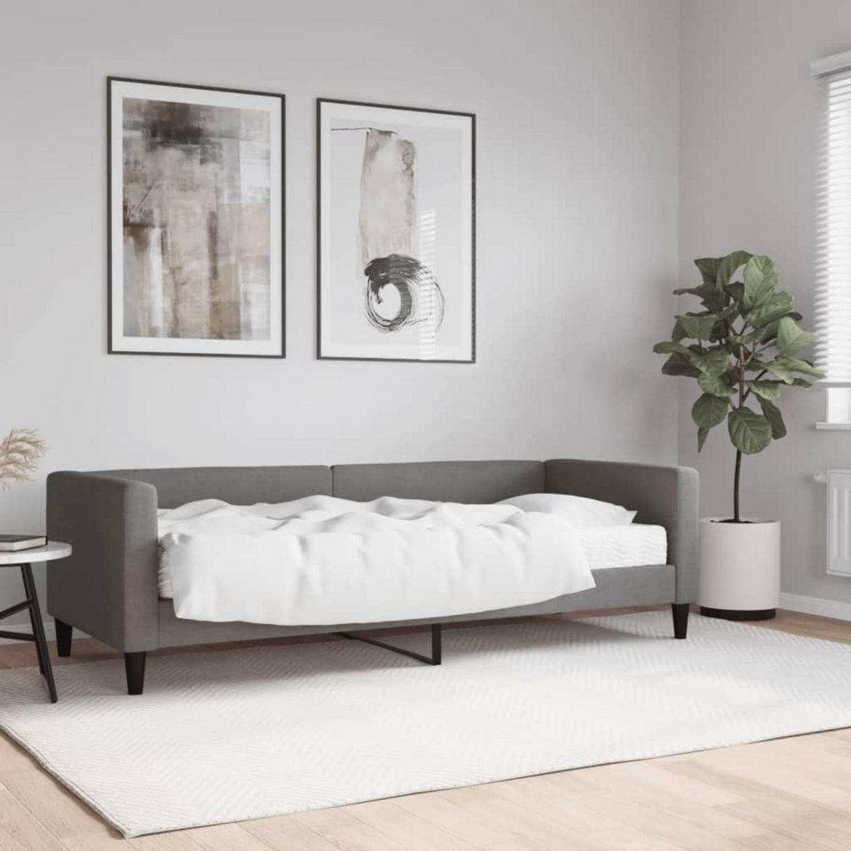 Schlafsofa 2-Sitzer Dunkelgrau 80x200 cm mit Matratze & Stauraum