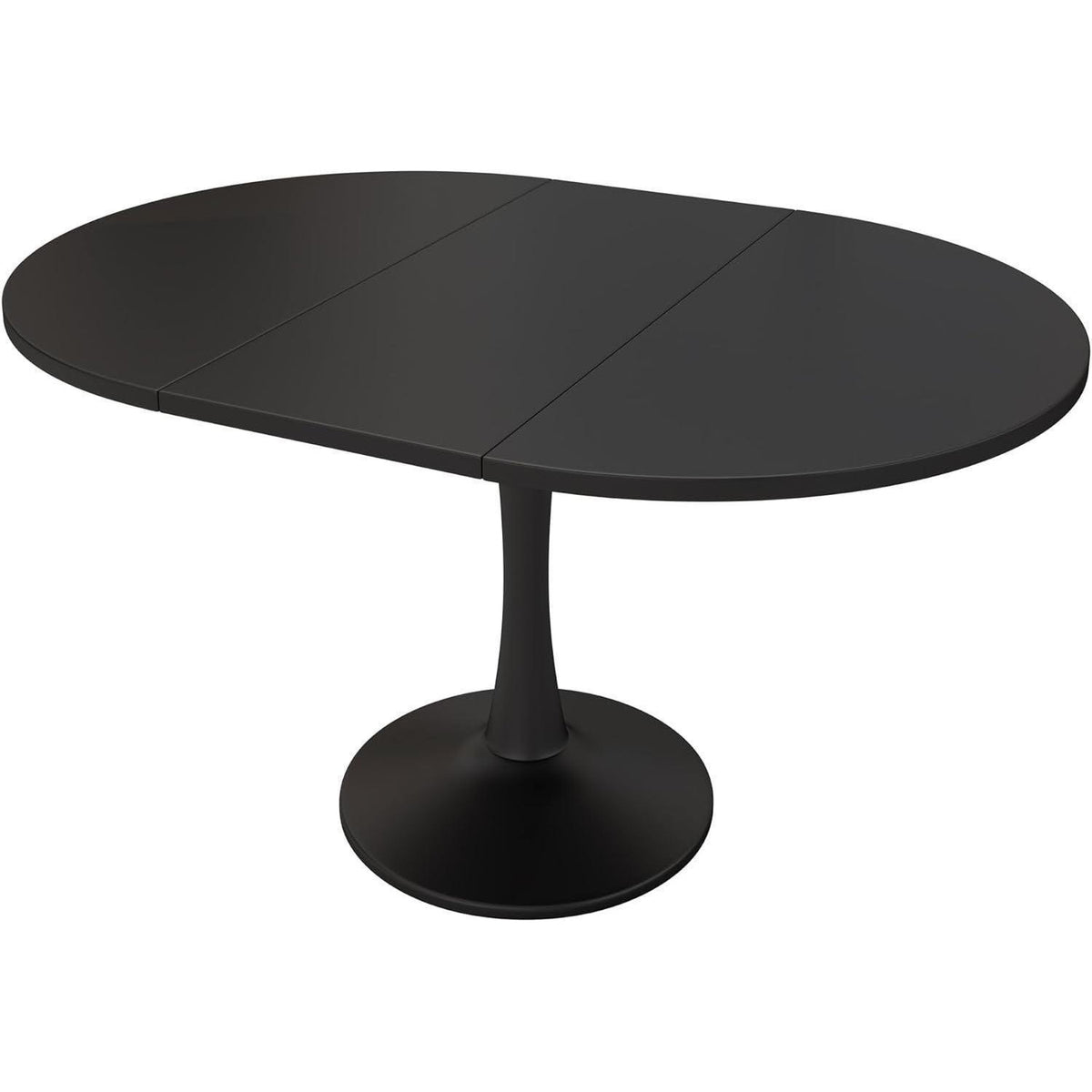 Runder Esstisch Ausziehbar Schwarz – 100/140x100cm