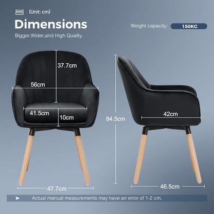 Esszimmerstühle 6er Set, 360° Drehbar, Schwarz Samt