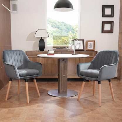 Esszimmerstühle 6er Set, Grau Samt, 360° Drehbar