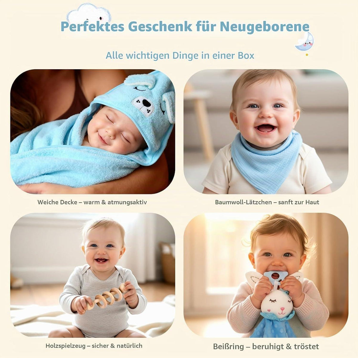 Personalisiertes Neugeborenen Geschenkset für Jungen & Mädchen