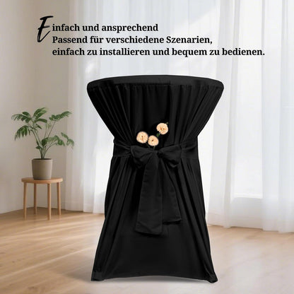 10 Stehtischhüllen Schwarz Ø80-85cm – Polyester mit Fußtaschen