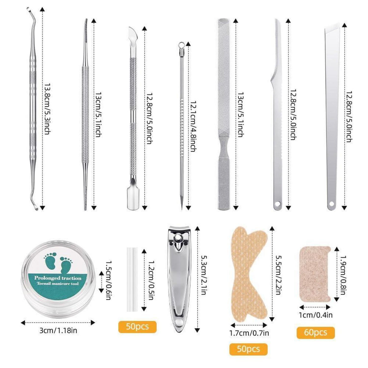 Eingewachsene Zehennägel Set – 110tlg. Pediküre Kit für Zuhause