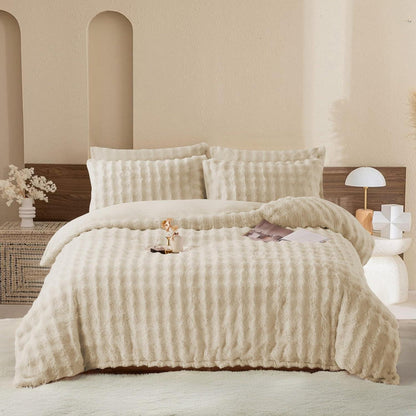 Plüsch Bettwäsche Set 135x200 - Warm & Flauschig Beige
