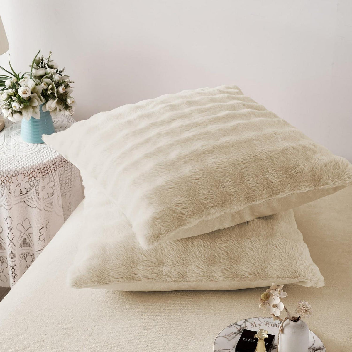 Plüsch Bettwäsche Set 135x200 - Warm & Flauschig Beige