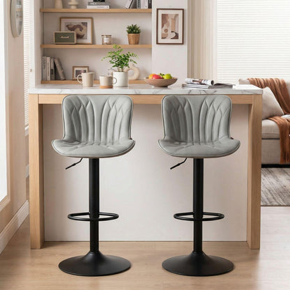 Drehbarer Barhocker 2er Set, Höhenverstellbar, Grau
