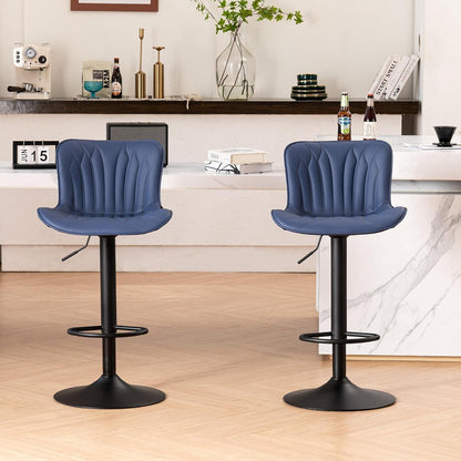 Drehbarer Barhocker 2er Set, Höhenverstellbar in Lederoptik